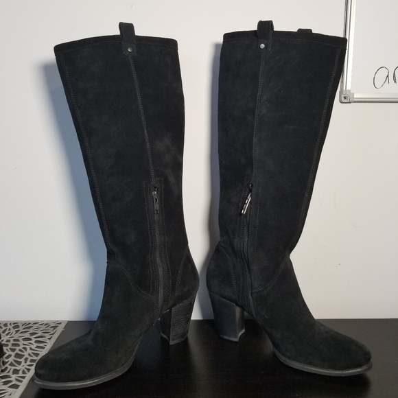 UGG 1013679 Ava genuine Shealing Lined Tall Water Reaistant Boot black Suede 11 - Picture 5 of 14